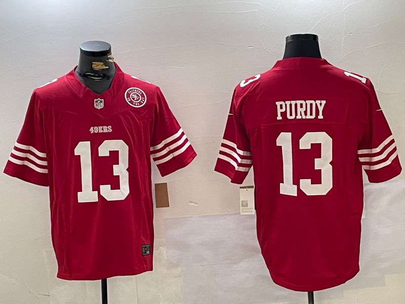 Men San Francisco 49ers 13 Purdy Red Three generations 2024 Nike Vapor Limited NFL Jersey style 2